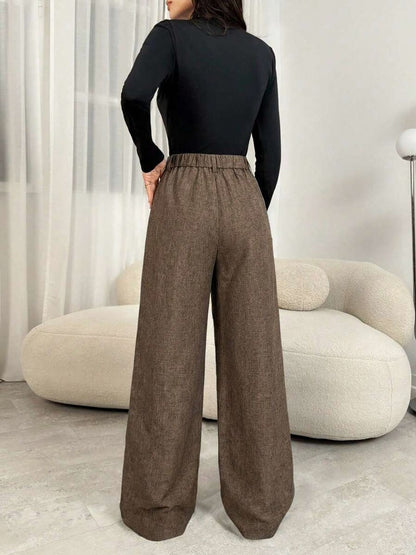 Tweed Pleated Wide Leg Pants