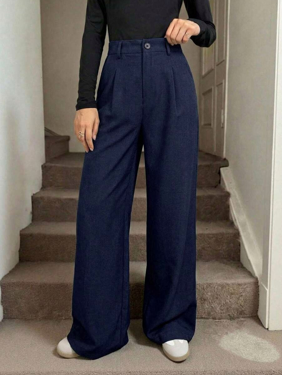 Tweed Pleated Wide Leg Pants