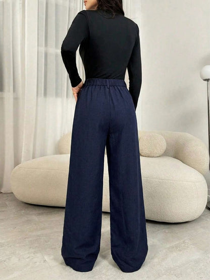 Tweed Pleated Wide Leg Pants