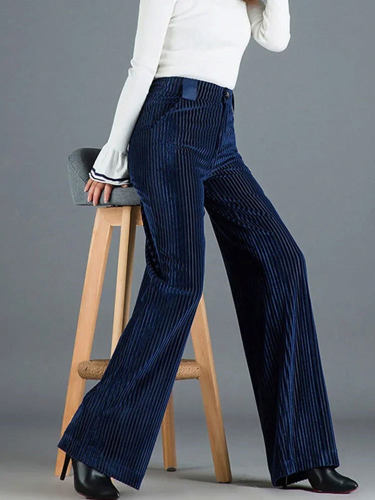 Velvet Striped Wide Leg Pants