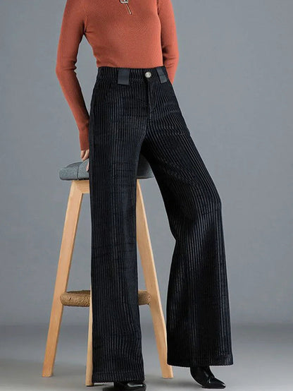 Velvet Striped Wide Leg Pants
