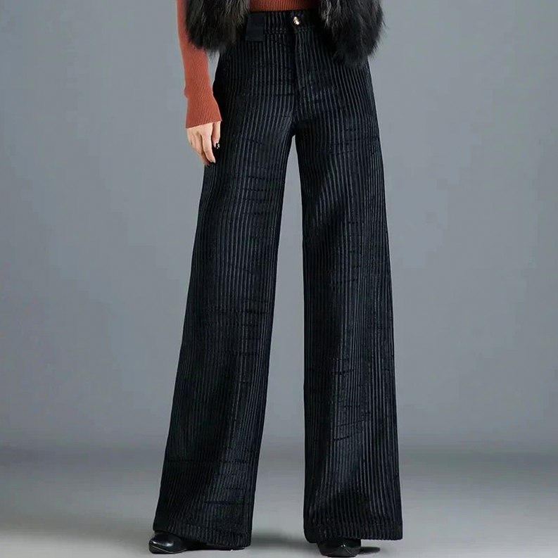 Velvet Striped Wide Leg Pants