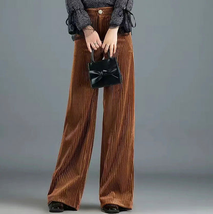 Velvet Striped Wide Leg Pants